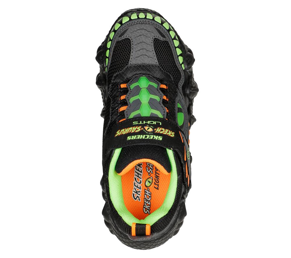 Boys's Skechers Skech-O-Saurus Lights - Dino-Tracker Light Up Sneakers Black / Lime  USA |  4652-JMTDB