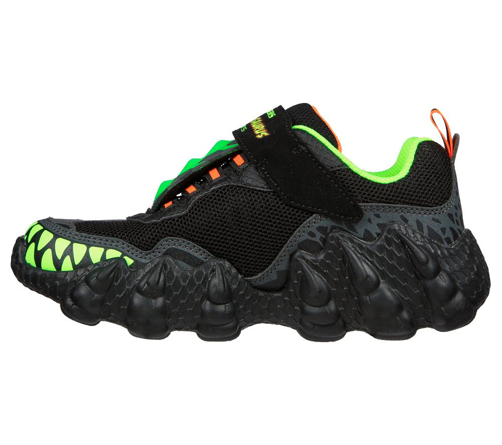 Boys's Skechers Skech-O-Saurus Lights - Dino-Tracker Light Up Sneakers Black / Lime  USA |  4652-JMTDB
