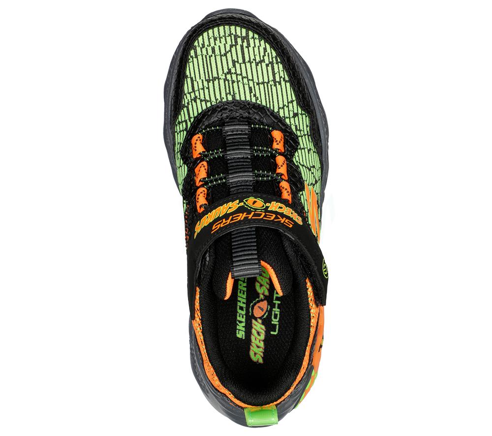 Boys's Skechers Skech-O-Saurus - Dino-Lights Light Up Sneakers Black / Orange  USA |  8167-OMZJI