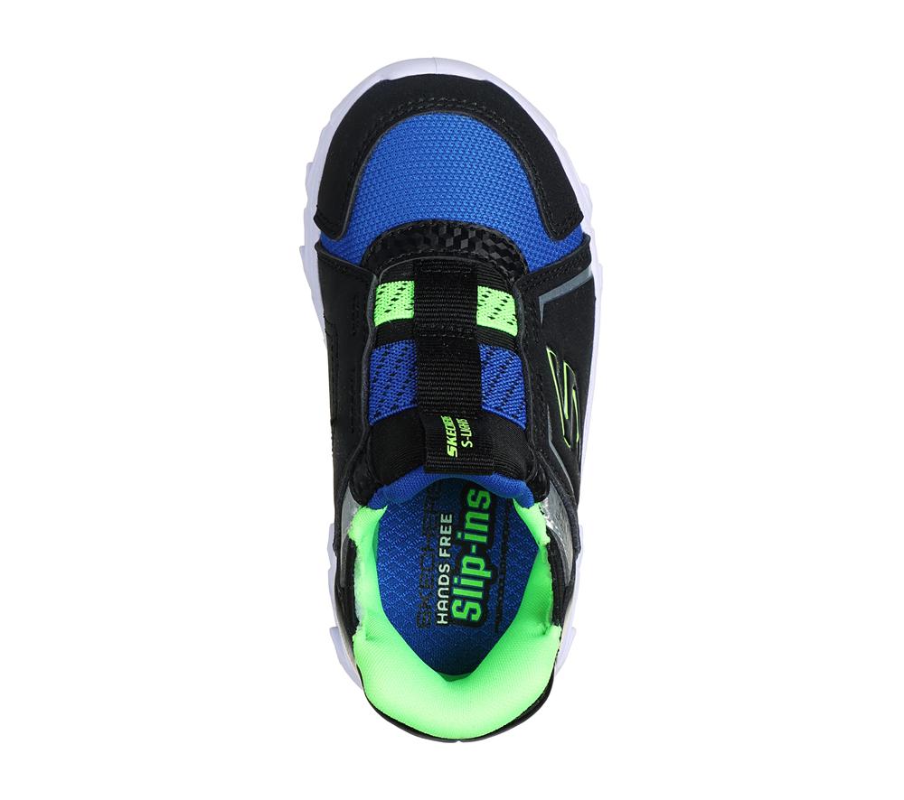 Boys's Skechers Slip-ins: Hypno-Flash 2.0 - Vexlux Light Up Sneakers Black / Lime  USA |  6723-TZIJU