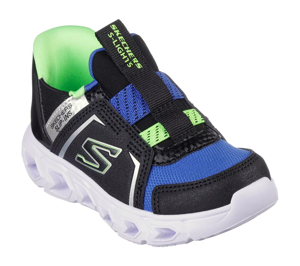Boys's Skechers Slip-ins: Hypno-Flash 2.0 - Vexlux Light Up Sneakers Black / Lime  USA |  6723-TZIJU