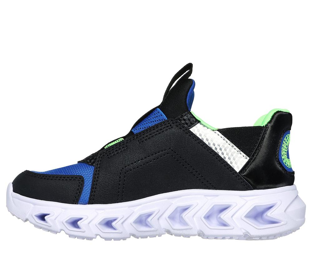 Boys's Skechers Slip-ins: Hypno-Flash 2.0 - Vexlux Light Up Sneakers Black / Lime  USA |  4901-UPHZC