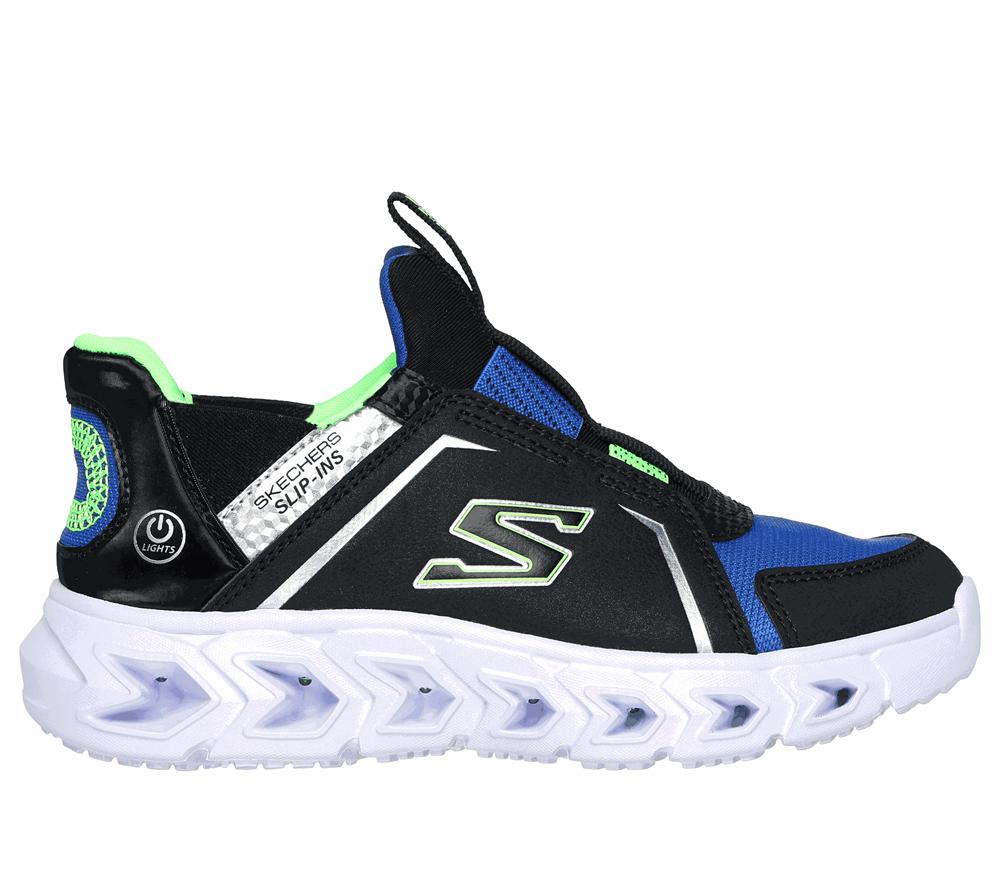 Boys\'s Skechers Slip-ins: Hypno-Flash 2.0 - Vexlux Light Up Sneakers Black / Lime  USA |  4901-UPHZC