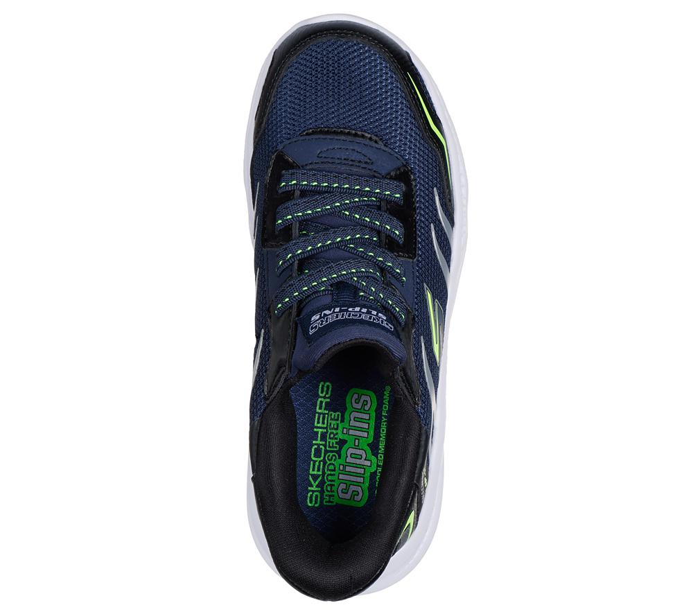 Boys's Skechers Slip-ins: Meteor-Lights - Brisk-Beams Light Up Sneakers Navy / Black  USA |  8602-MAGKV