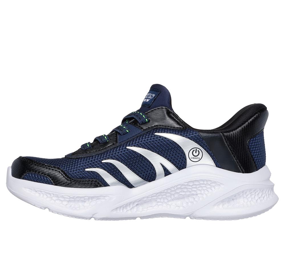 Boys's Skechers Slip-ins: Meteor-Lights - Brisk-Beams Light Up Sneakers Navy / Black  USA |  8602-MAGKV