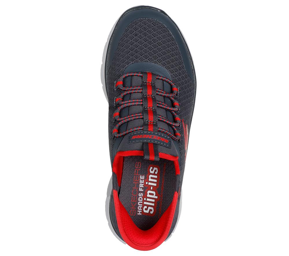 Boys's Skechers Slip-ins: Summits - High Range Sneakers Charcoal / Red  USA |  1452-NIDYM
