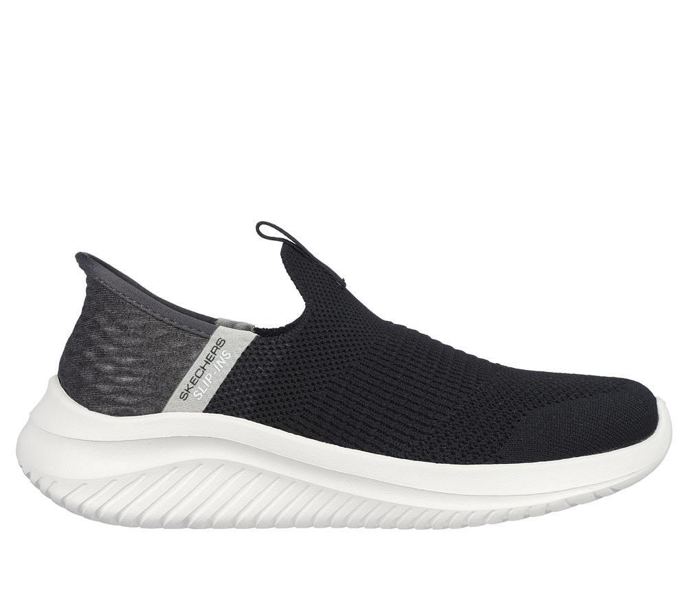 Boys\'s Skechers Slip-ins: Ultra Flex 3.0 - Smooth Step Sneakers Black / White  USA |  8905-ZRXTY
