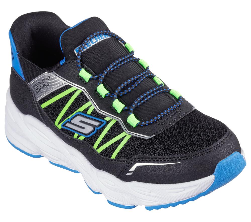 Boys's Skechers Slip-ins - Turbo Tread Sneakers Black / Lime  USA |  5862-RDMGE