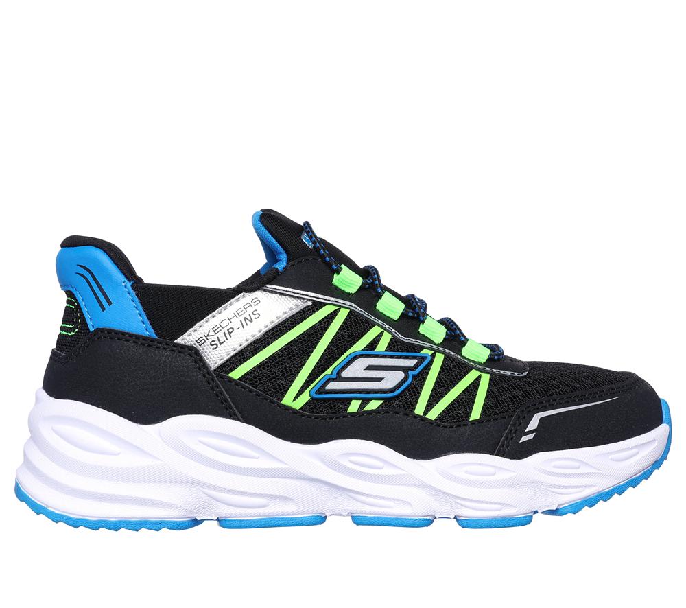 Boys\'s Skechers Slip-ins - Turbo Tread Sneakers Black / Lime  USA |  5862-RDMGE