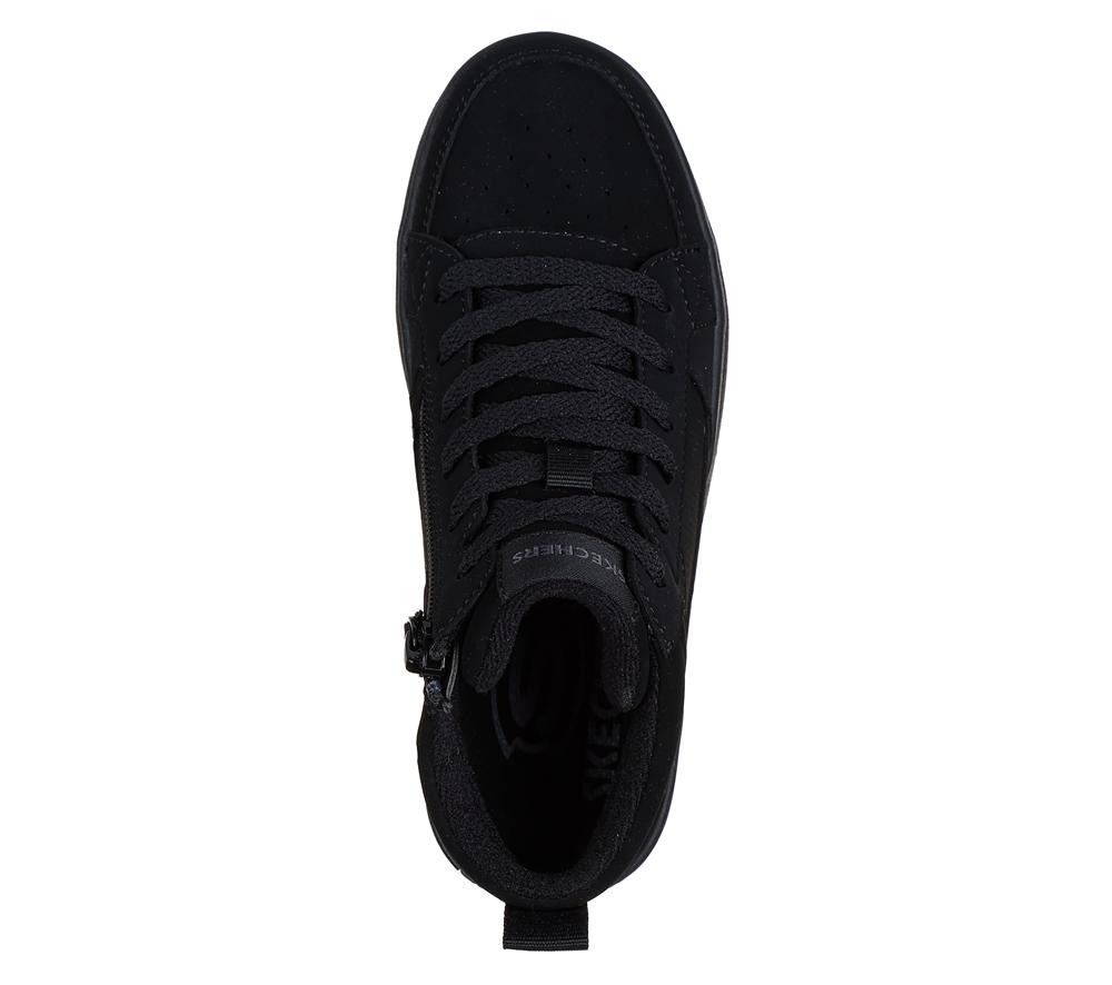 Boys's Skechers Smooth Street - Cozy Zip Lace Up Shoes Black  USA |  7934-HNOMY