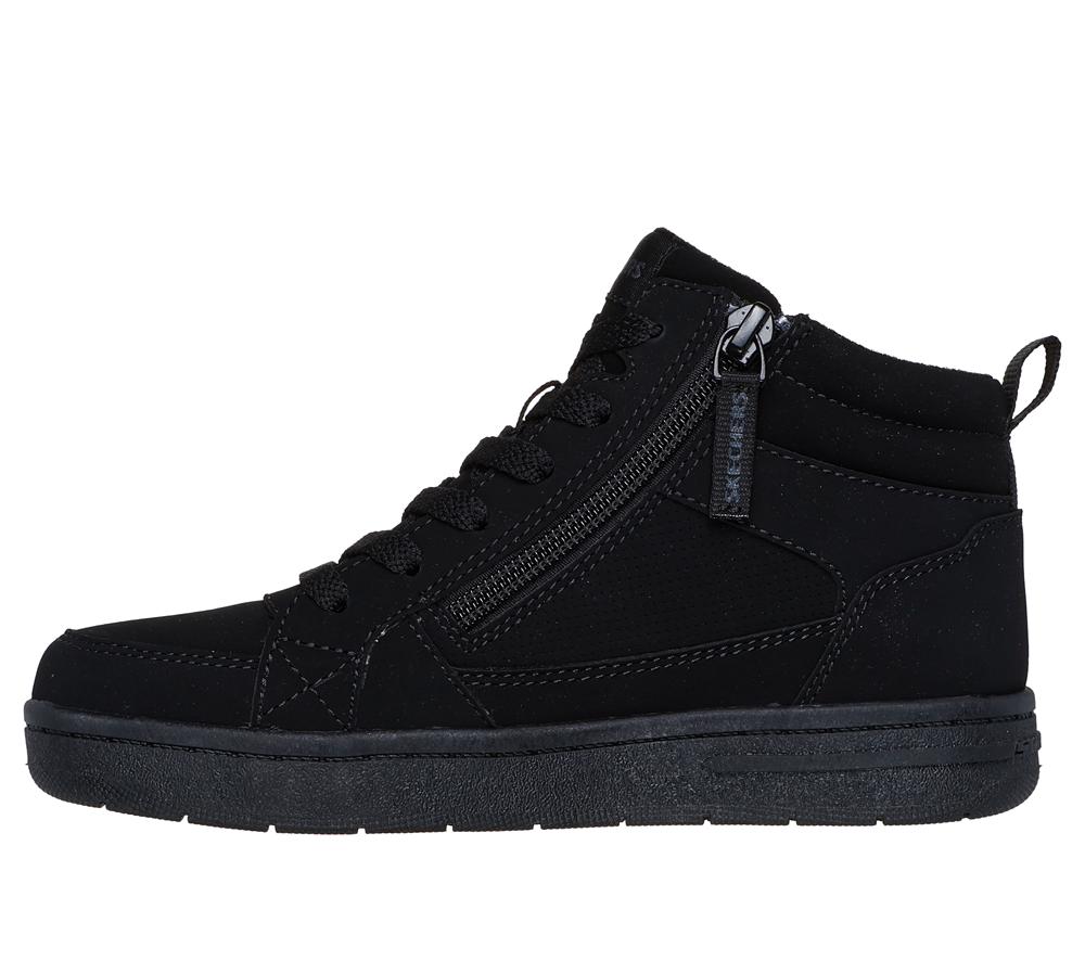Boys's Skechers Smooth Street - Cozy Zip Lace Up Shoes Black  USA |  7934-HNOMY