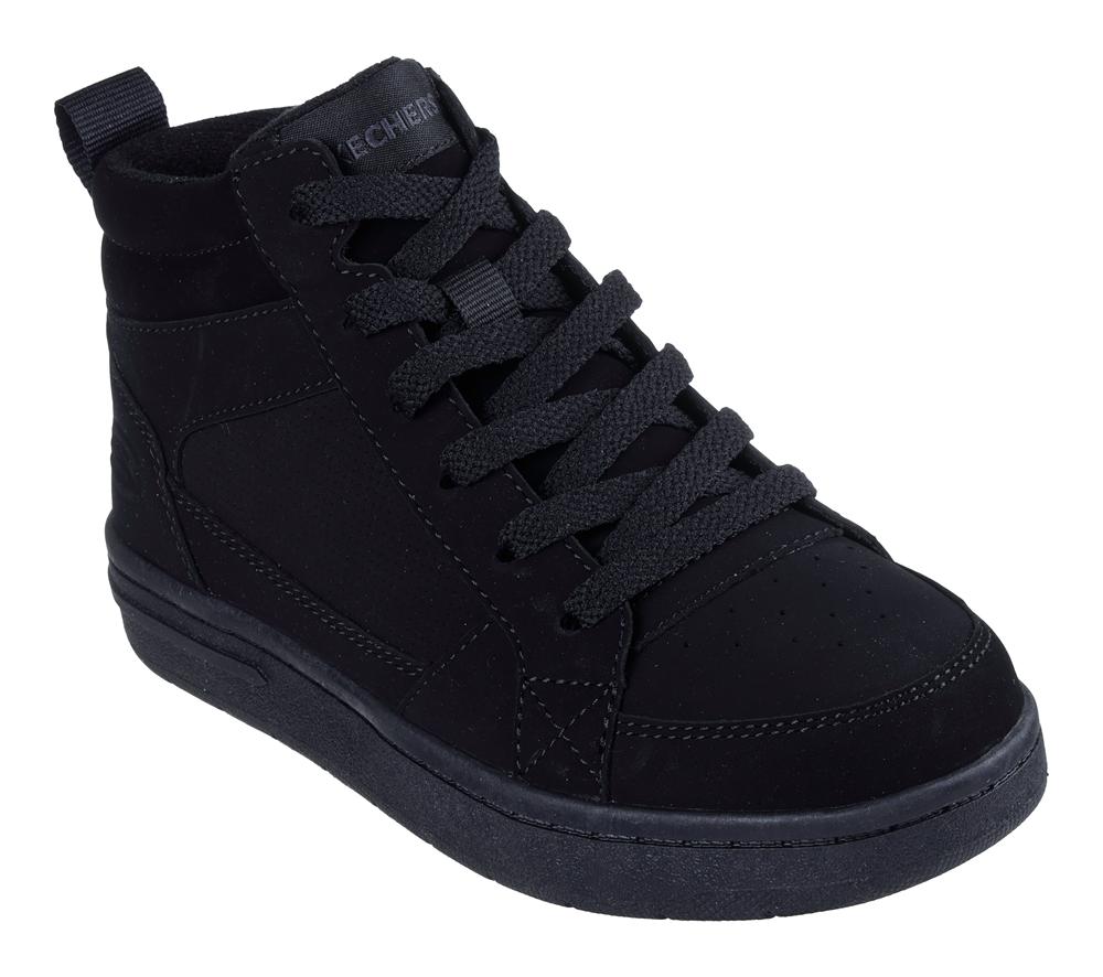 Boys's Skechers Smooth Street - Cozy Zip Lace Up Shoes Black  USA |  7934-HNOMY
