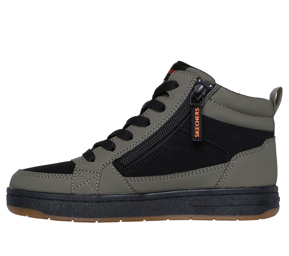 Boys's Skechers Smooth Street - Cozy Zip Sneakers Olive / Black  USA |  6912-FQZJH