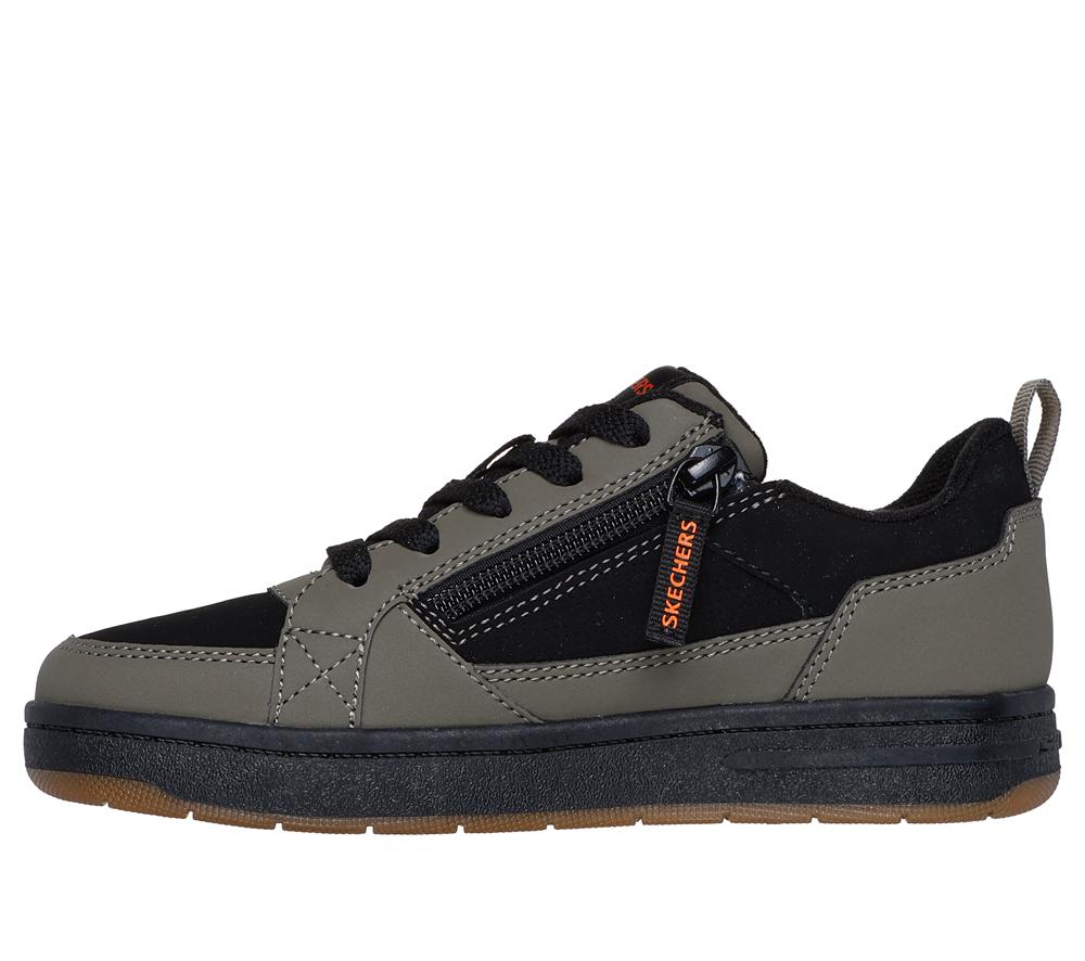 Boys's Skechers Smooth Street - Steady-Zip Lace Up Shoes Olive / Black  USA |  5760-ABQWM