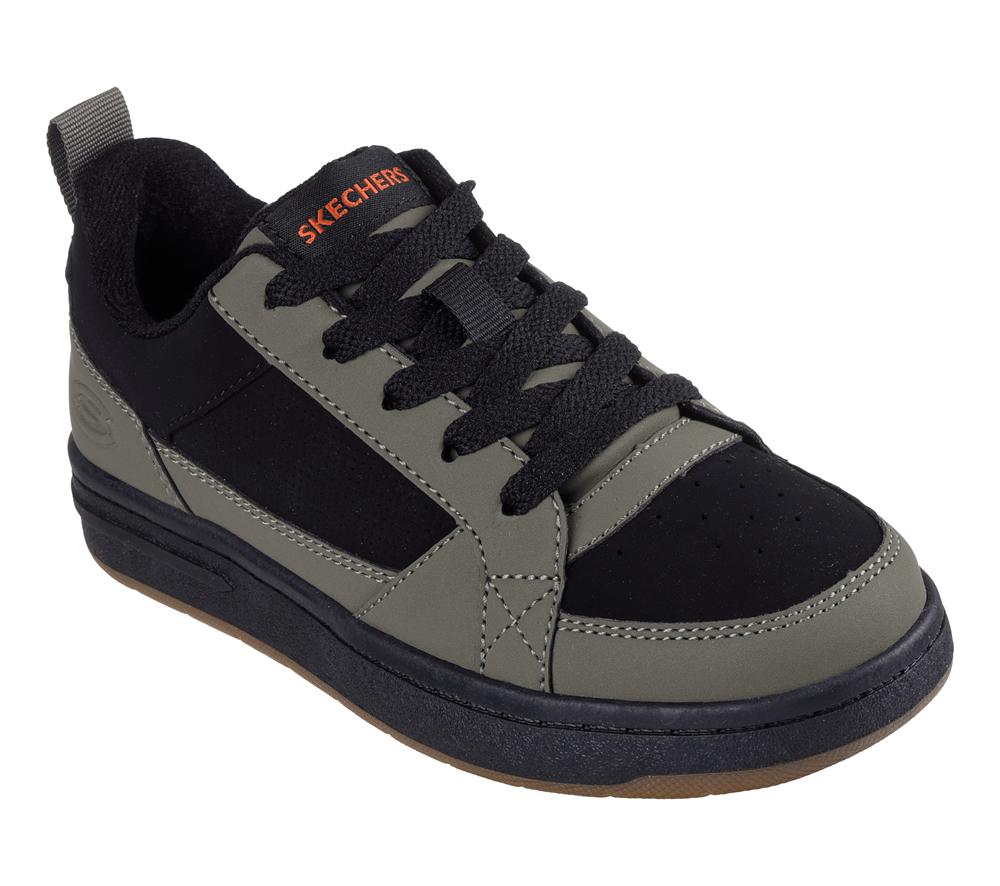 Boys's Skechers Smooth Street - Steady-Zip Lace Up Shoes Olive / Black  USA |  5760-ABQWM