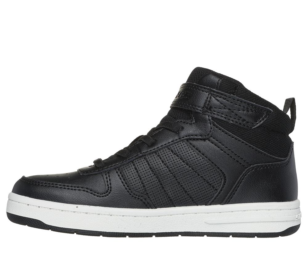 Boys's Skechers Smooth Street - Vorrez Slip On Shoes Black / White  USA |  2160-NTCMY