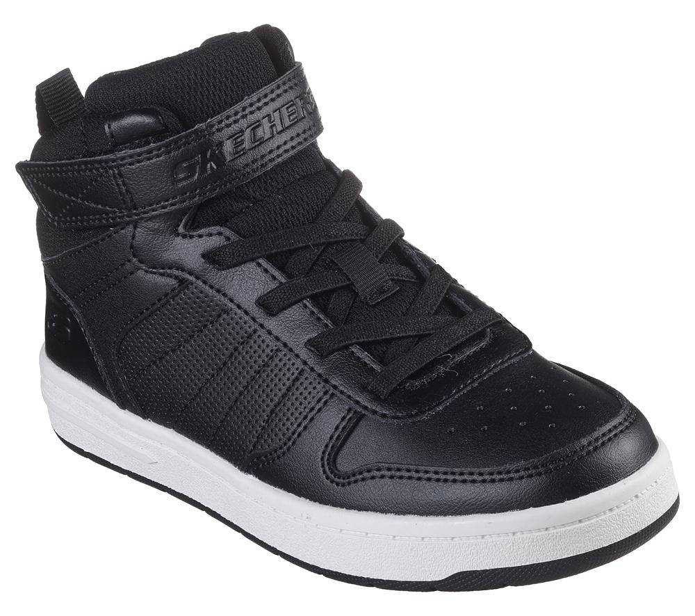 Boys's Skechers Smooth Street - Vorrez Slip On Shoes Black / White  USA |  2160-NTCMY