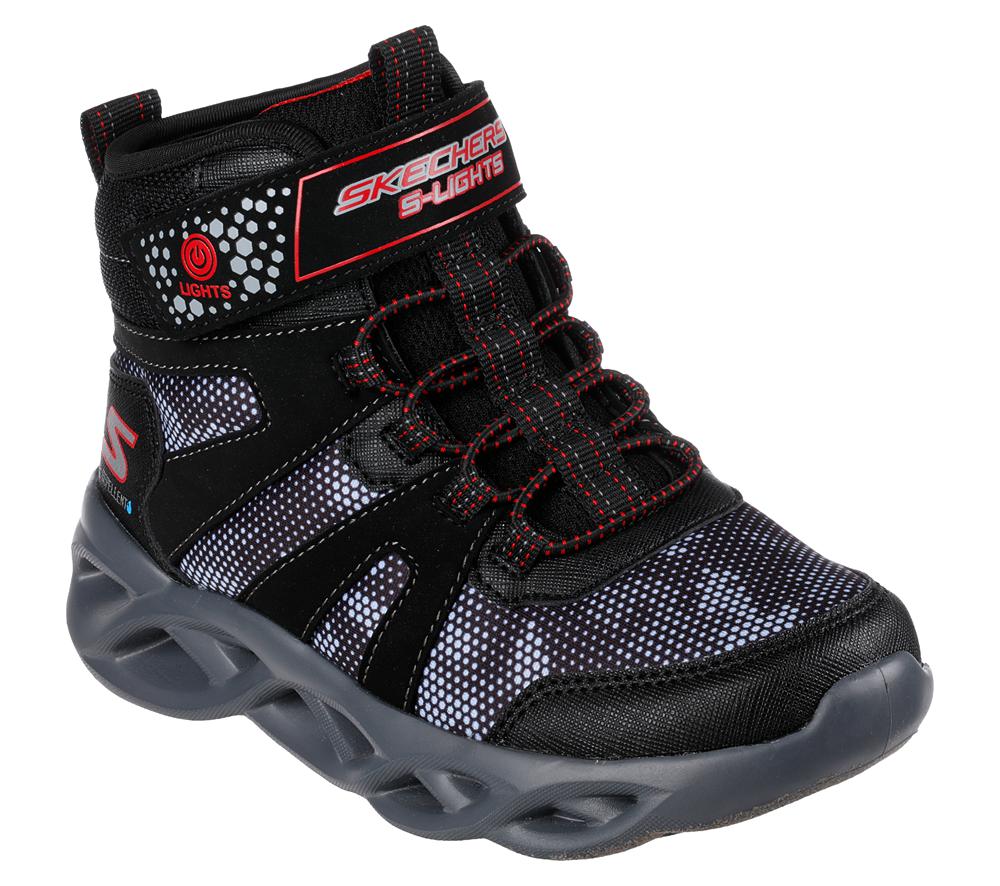 Boys's Skechers Twisted-Brights - Zerrix Light Up Sneakers Black / Red  USA |  8643-LCUKO