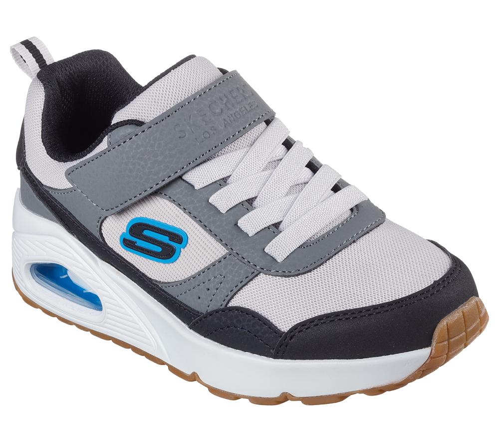 Boys's Skechers Uno - Retro-Squad Slip On Shoes Black / White  USA |  8735-GRZLU