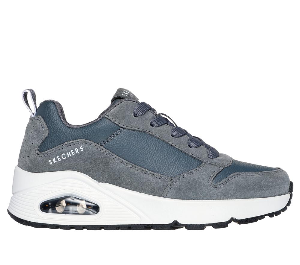 Boys\'s Skechers Uno - Stacre Lace Up Shoes Charcoal  USA |  4753-UGWVO