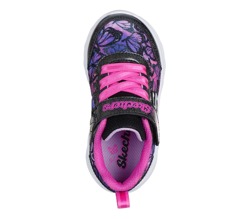 Girls's Skechers Coastline - Flutter Fly Sneakers Black / Multicolor  USA |  4836-KCQXY