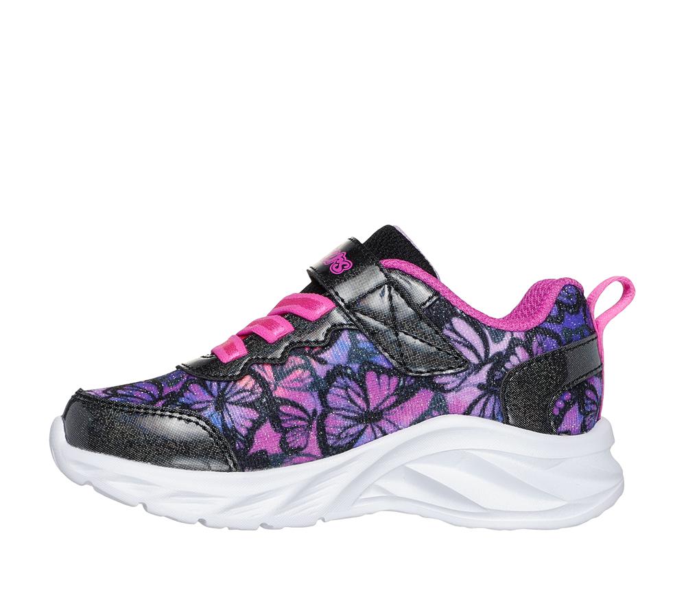 Girls's Skechers Coastline - Flutter Fly Sneakers Black / Multicolor  USA |  4836-KCQXY