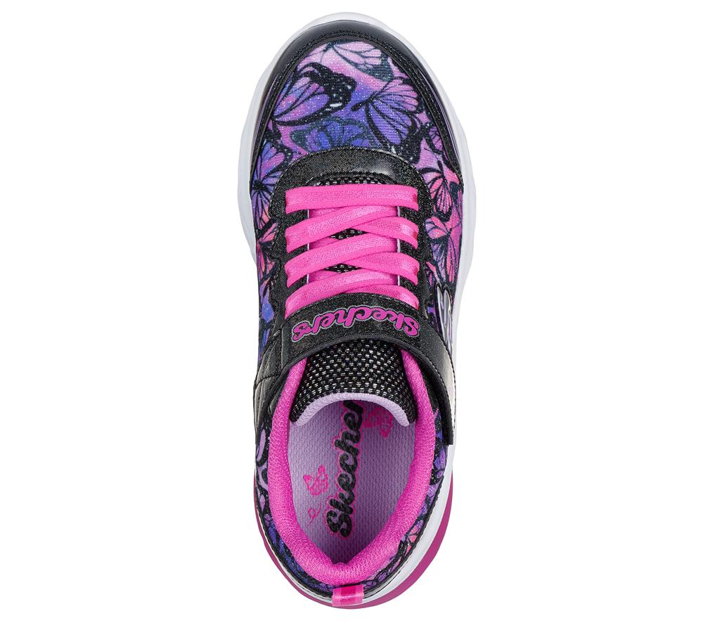 Girls's Skechers Coastline - Flutter Fly Sneakers Black / Multicolor  USA |  6749-CVFHS