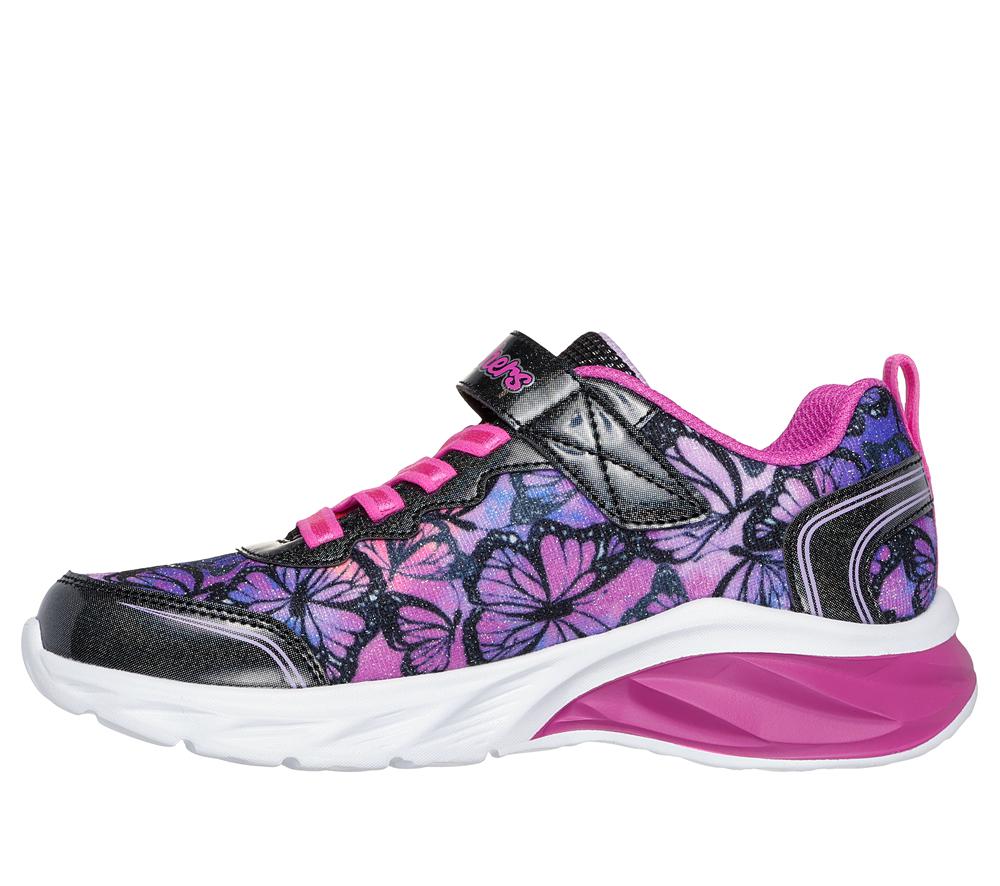 Girls's Skechers Coastline - Flutter Fly Sneakers Black / Multicolor  USA |  6749-CVFHS