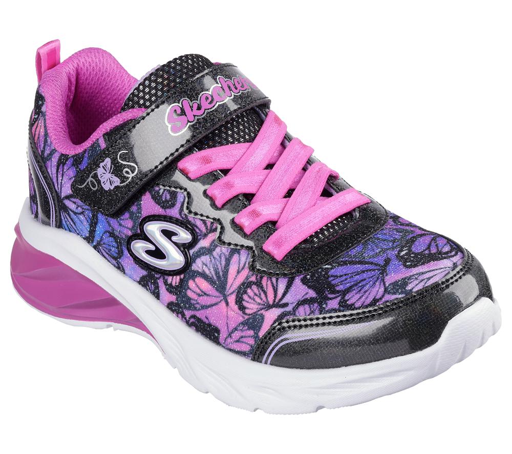 Girls's Skechers Coastline - Flutter Fly Sneakers Black / Multicolor  USA |  6749-CVFHS