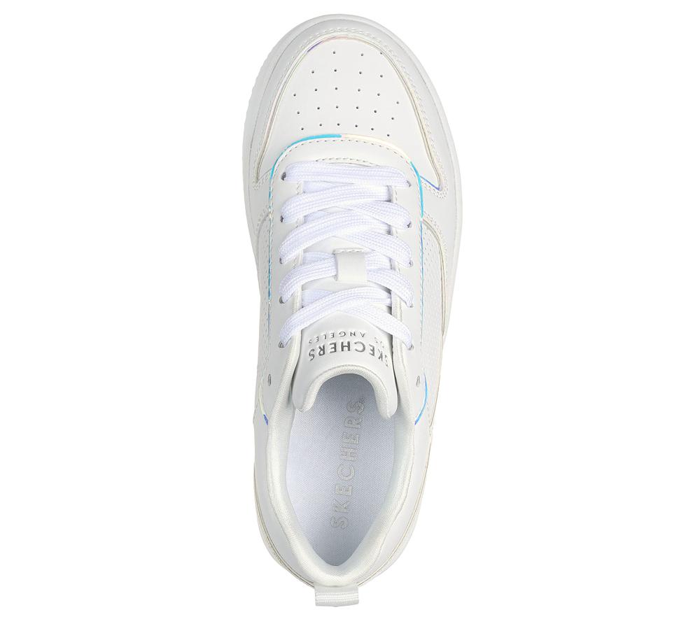 Girls's Skechers Court Hi-Air Lace Up Shoes White  USA |  8901-ZUCBN