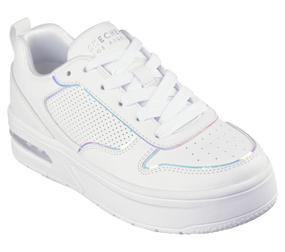 Girls's Skechers Court Hi-Air Lace Up Shoes White  USA |  8901-ZUCBN