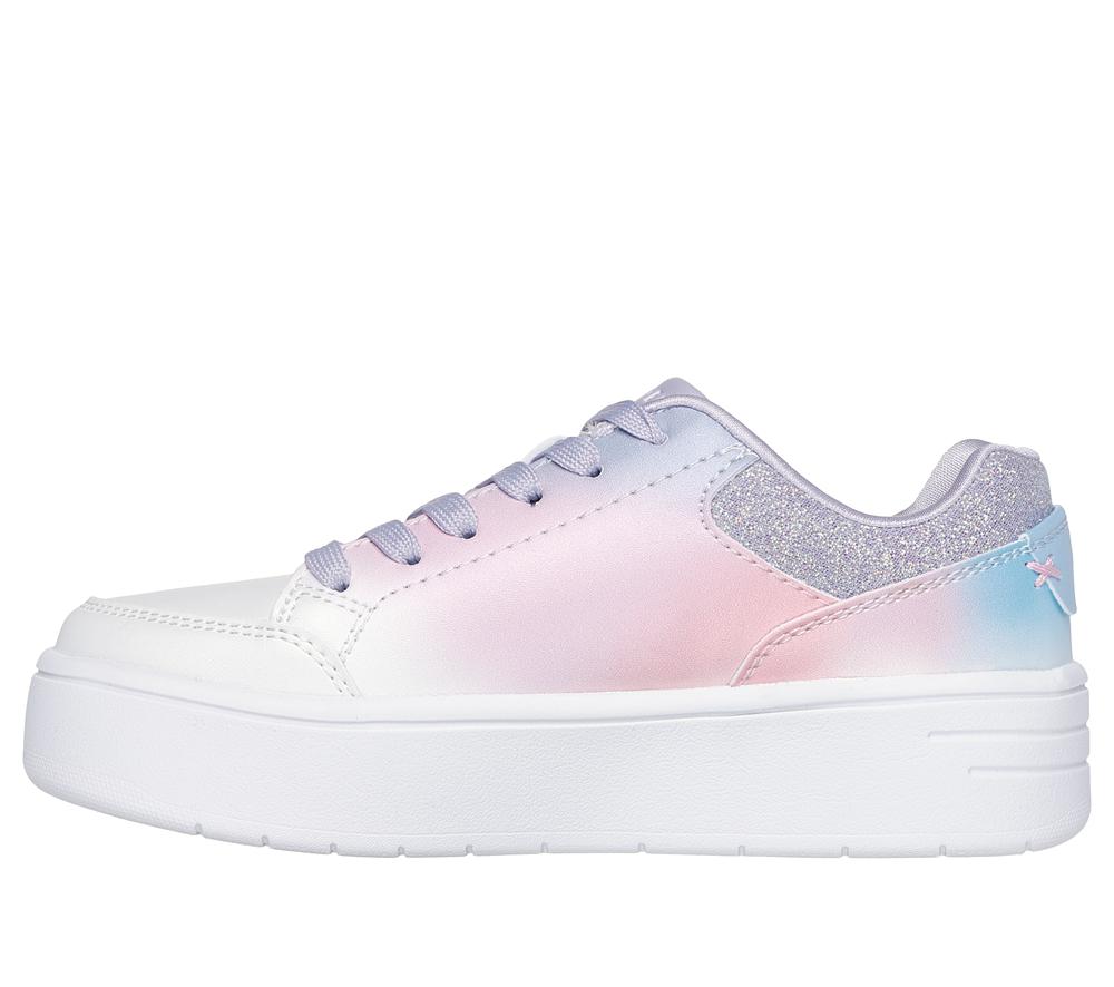Girls's Skechers Court High - Ombre Oasis Lace Up Shoes White / Multicolor  USA |  1895-PDUOC