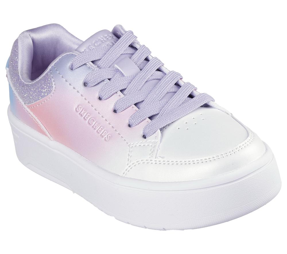 Girls's Skechers Court High - Ombre Oasis Lace Up Shoes White / Multicolor  USA |  1895-PDUOC