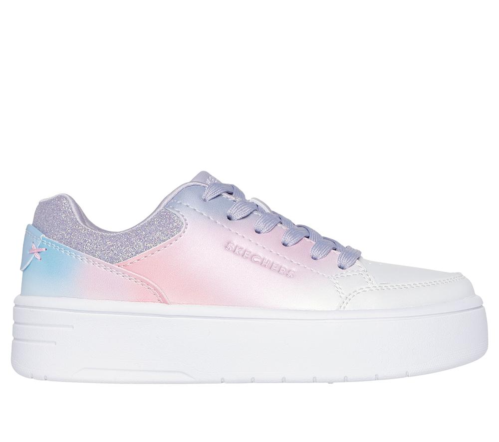 Girls\'s Skechers Court High - Ombre Oasis Lace Up Shoes White / Multicolor  USA |  1895-PDUOC