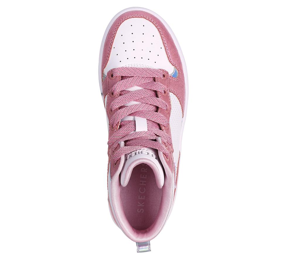 Girls's Skechers Court High - Shine Kicks Sneakers White / Pink  USA |  6721-JVPUM