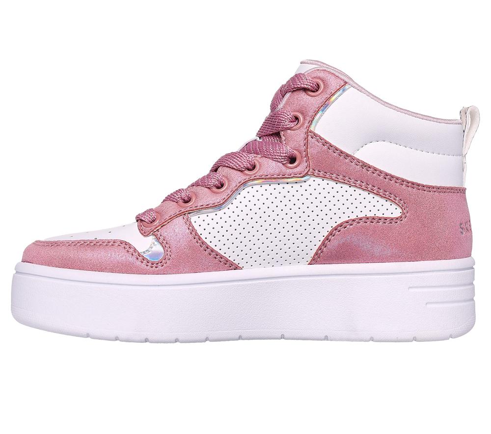 Girls's Skechers Court High - Shine Kicks Sneakers White / Pink  USA |  6721-JVPUM