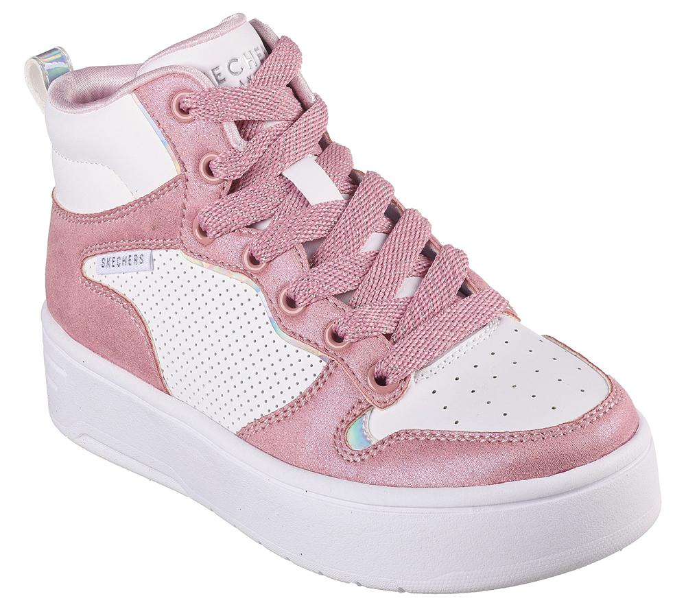 Girls's Skechers Court High - Shine Kicks Sneakers White / Pink  USA |  6721-JVPUM