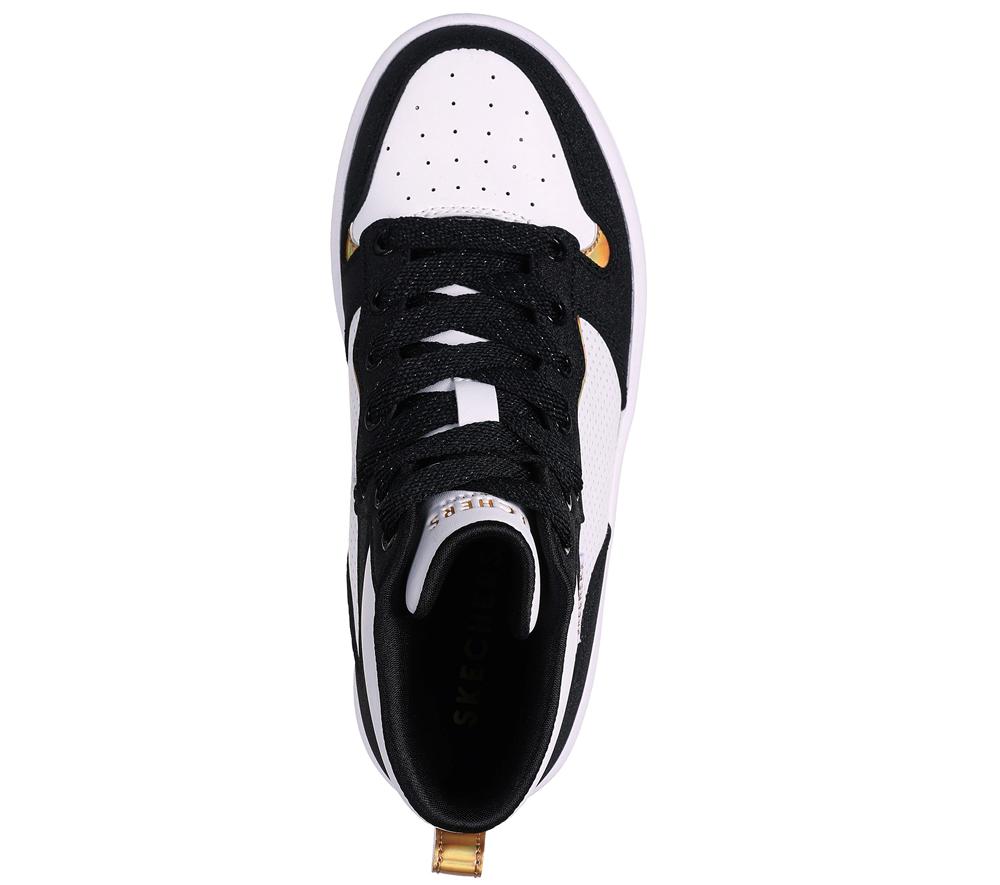 Girls's Skechers Court High - Shine Kicks Sneakers White / Black  USA |  0214-HLGSU