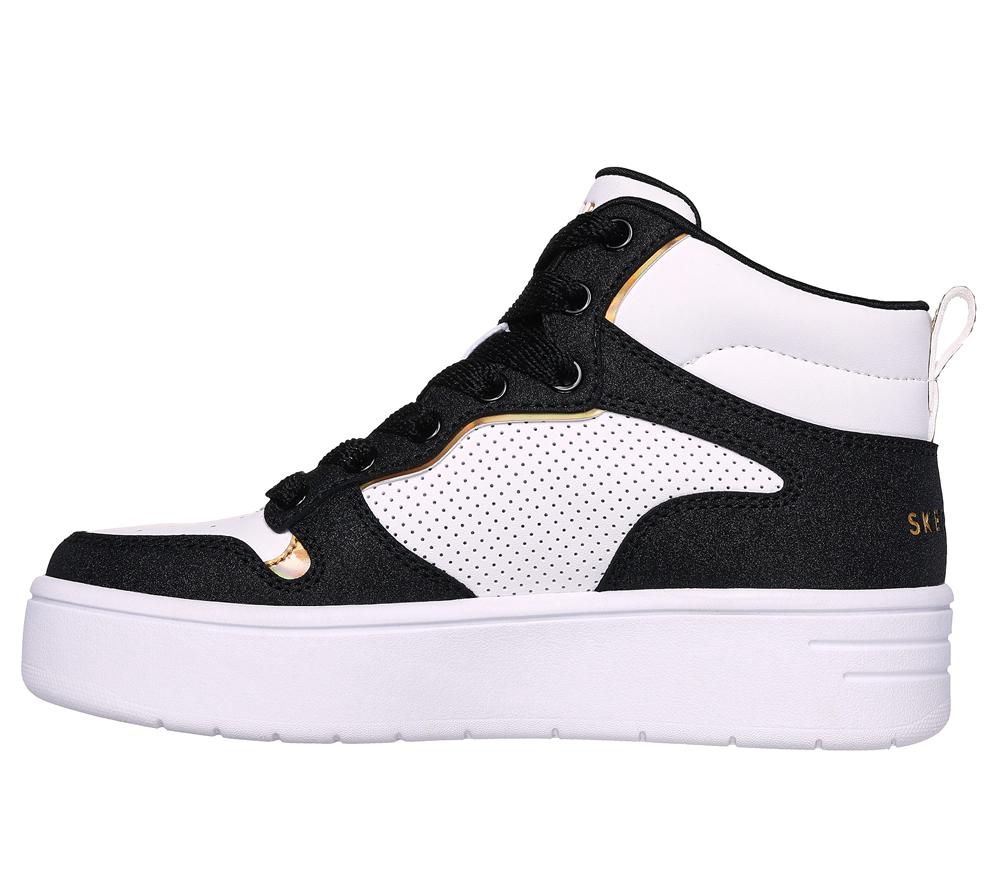 Girls's Skechers Court High - Shine Kicks Sneakers White / Black  USA |  0214-HLGSU