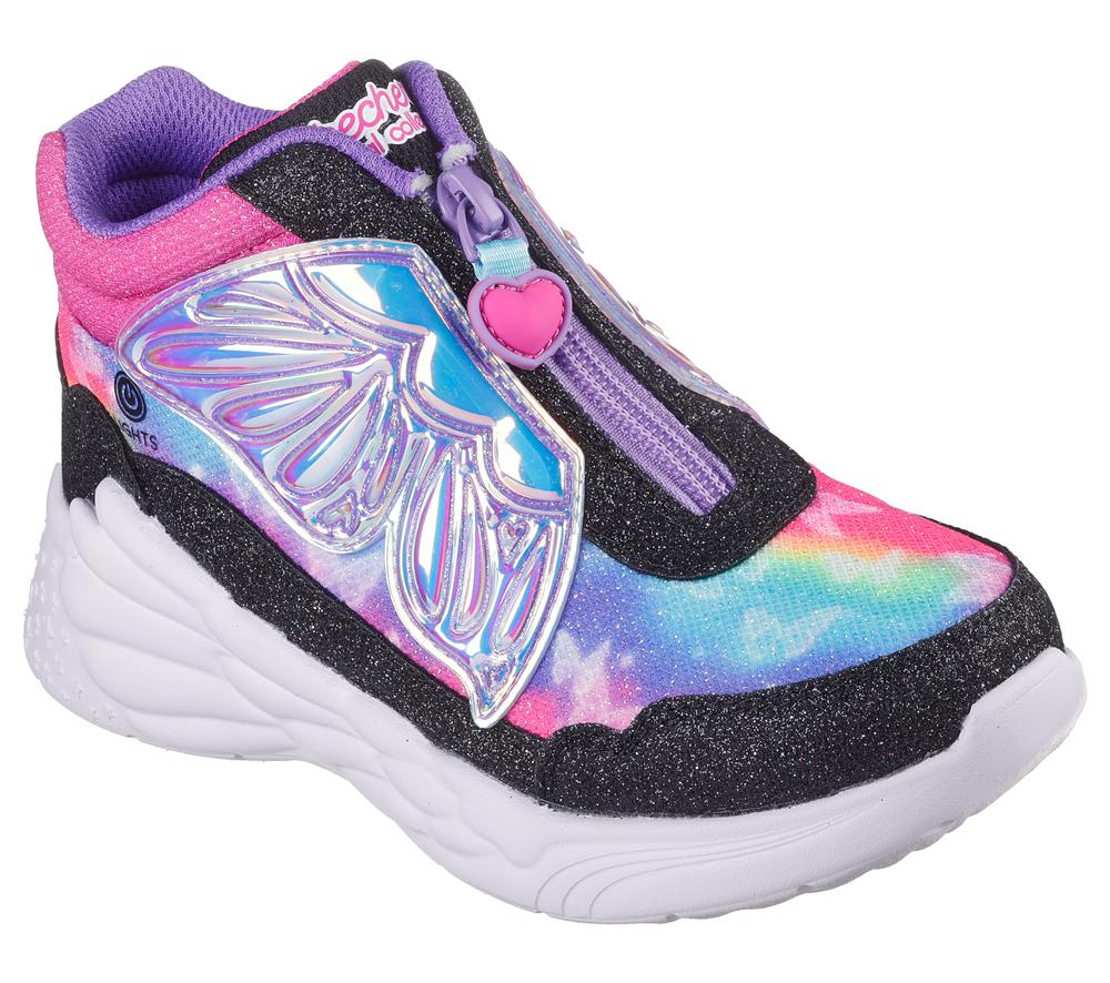 Girls's Skechers Dream Racer - Butterfly Express Sneakers Black / Hot Pink  USA |  6305-WVARH