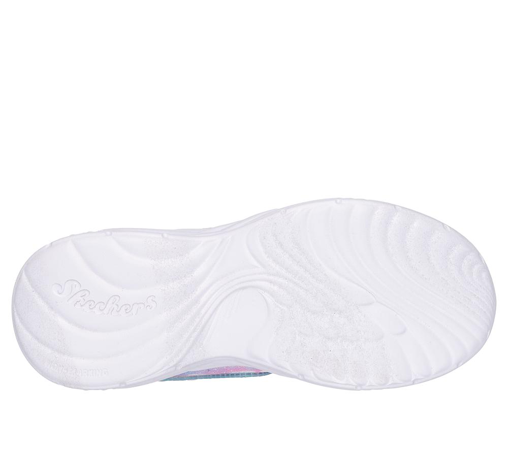 Girls's Skechers Dream Racer - Wing Brites Light Up Sneakers Silver / Lavender  USA |  4736-YPDJM