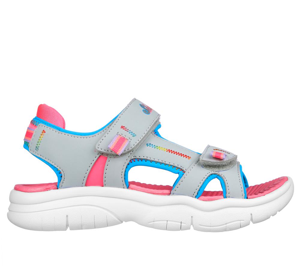Girls\'s Skechers Flex Splash Sandals Silver / Pink  USA |  9503-OPFWN