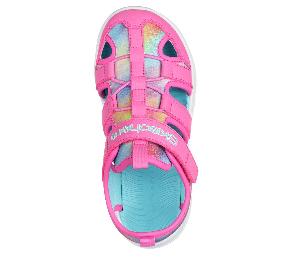 Girls's Skechers Flex Splash - Daylight Shimmer Sandals Hot Pink / Multicolor  USA |  0384-FGAJS