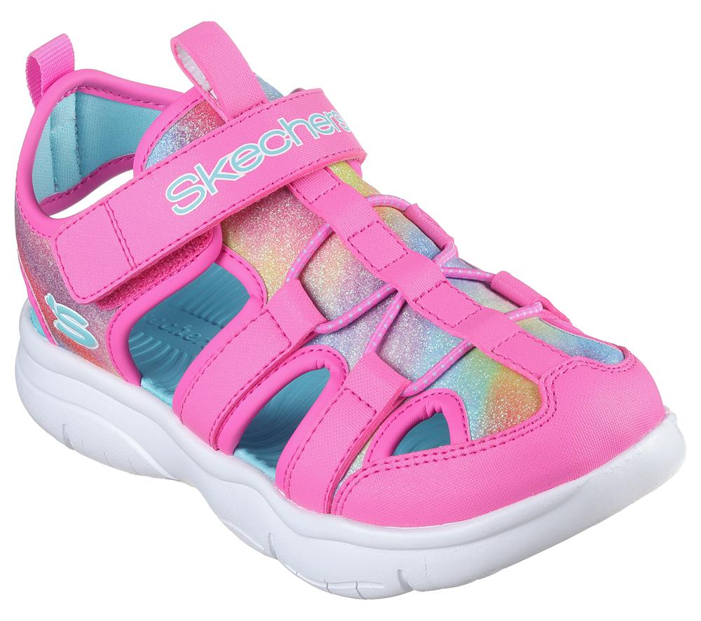 Girls's Skechers Flex Splash - Daylight Shimmer Sandals Hot Pink / Multicolor  USA |  0384-FGAJS