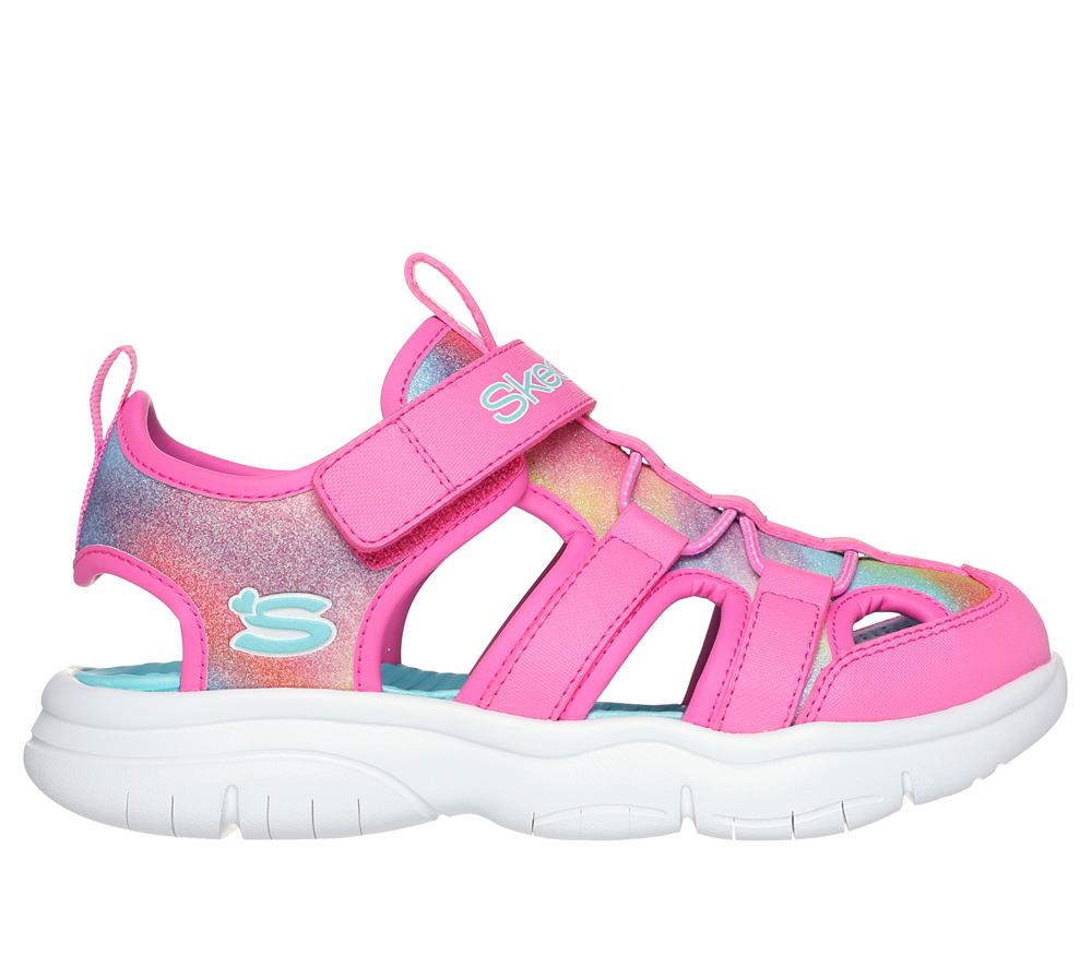 Girls\'s Skechers Flex Splash - Daylight Shimmer Sandals Hot Pink / Multicolor  USA |  0384-FGAJS