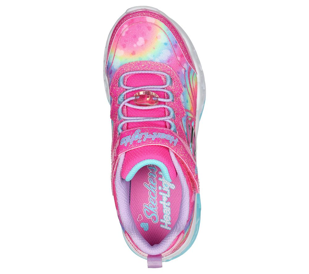 Girls's Skechers Flutter Heart Lights - Groovy Swirl Sneakers Hot Pink / Lavender  USA |  9203-OKEDZ