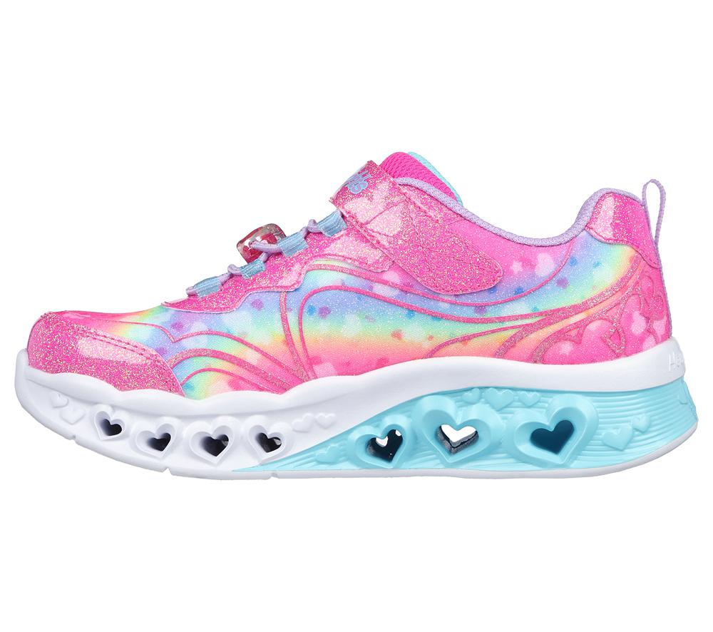 Girls's Skechers Flutter Heart Lights - Groovy Swirl Sneakers Hot Pink / Lavender  USA |  9203-OKEDZ