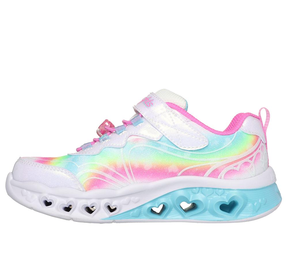 Girls's Skechers Flutter Heart Lights - Groovy Swirl Light Up Sneakers White / Multicolor  USA |  7612-XYNVO