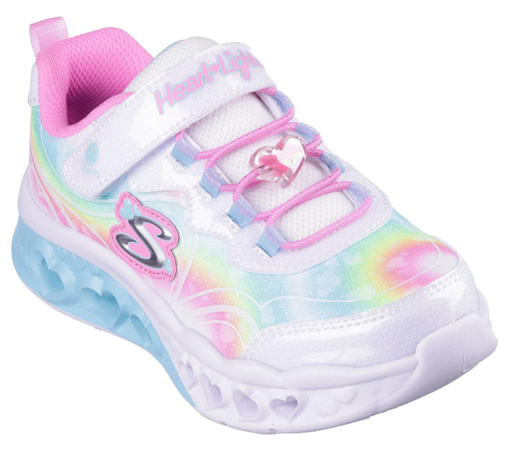 Girls's Skechers Flutter Heart Lights - Groovy Swirl Light Up Sneakers White / Multicolor  USA |  7612-XYNVO