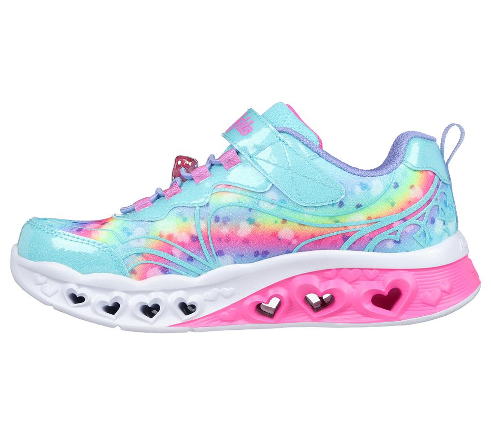 Girls's Skechers Flutter Heart Lights - Groovy Swirl Light Up Sneakers Turquoise / Hot Pink  USA |  4056-NHMCU